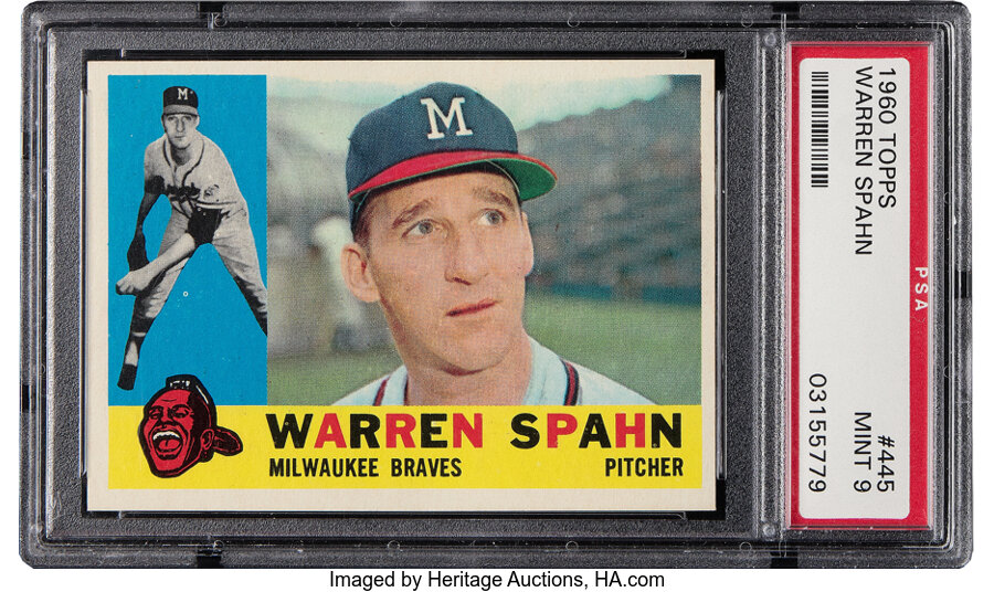 1960 Topps Warren Spahn #445 PSA Mint 9