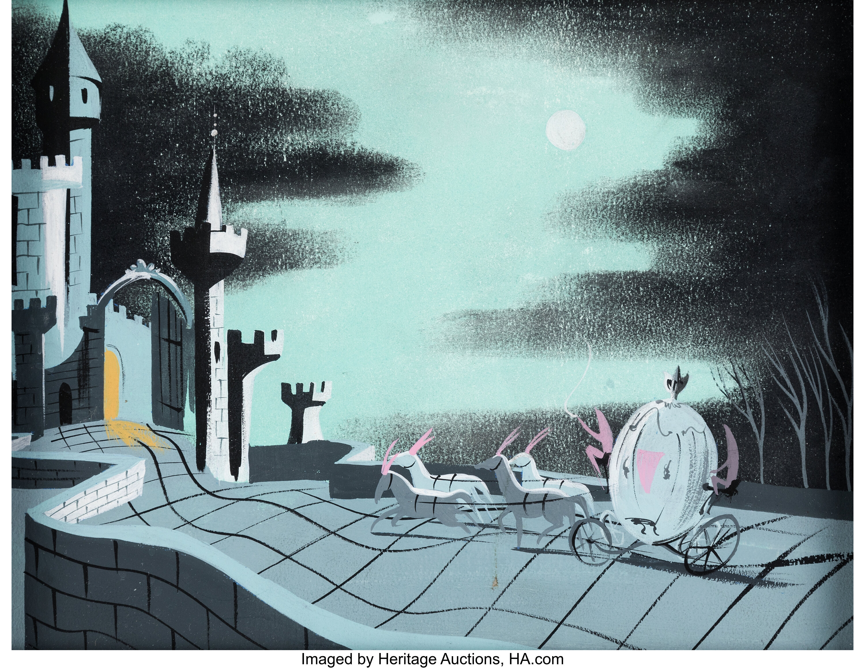 Mary Blair - Cinderella Carriage and Castle Concept/Color Key | Lot ...