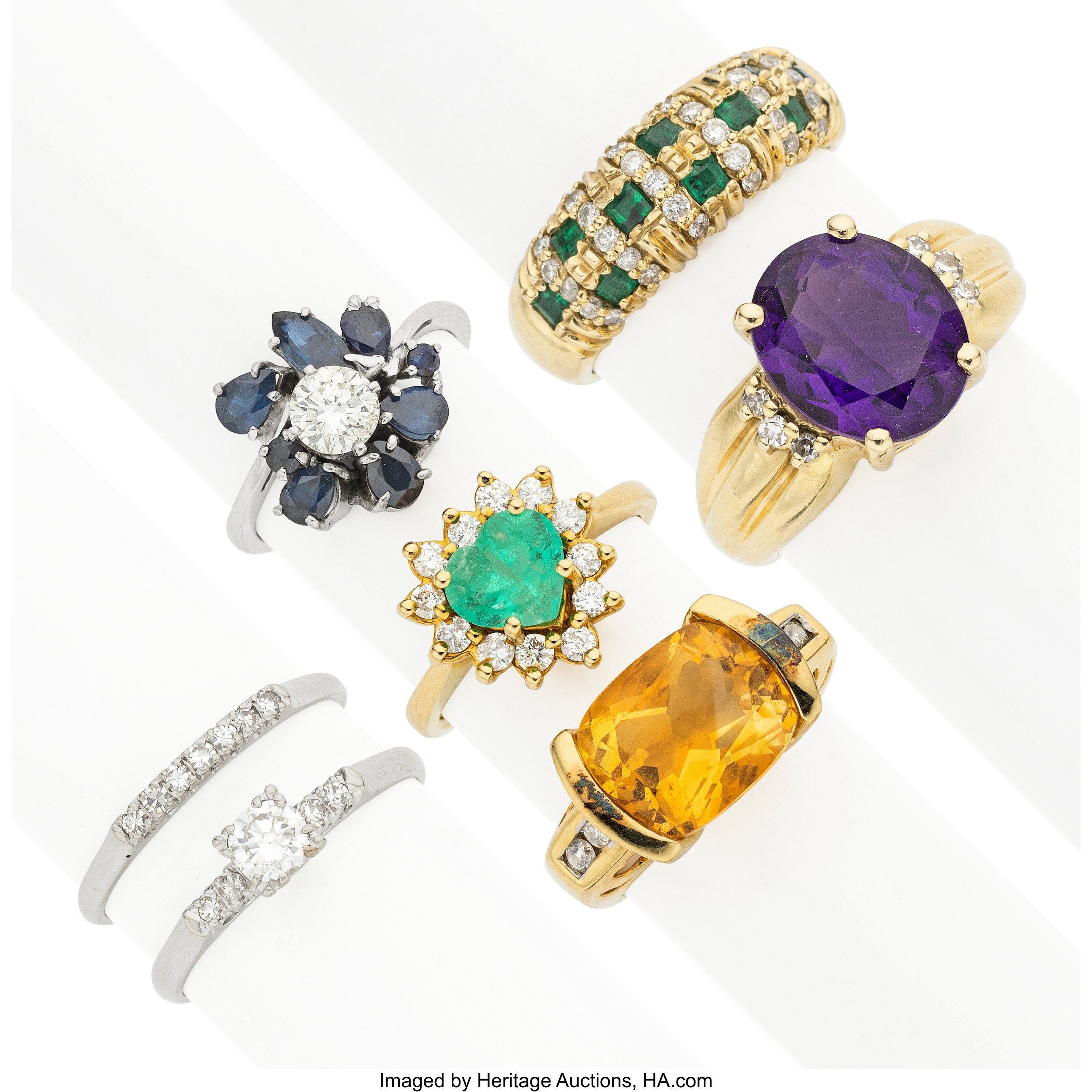 Diamond, Multi-Stone, Gold Rings. ... (Total: 7 Items) Estate | Lot ...