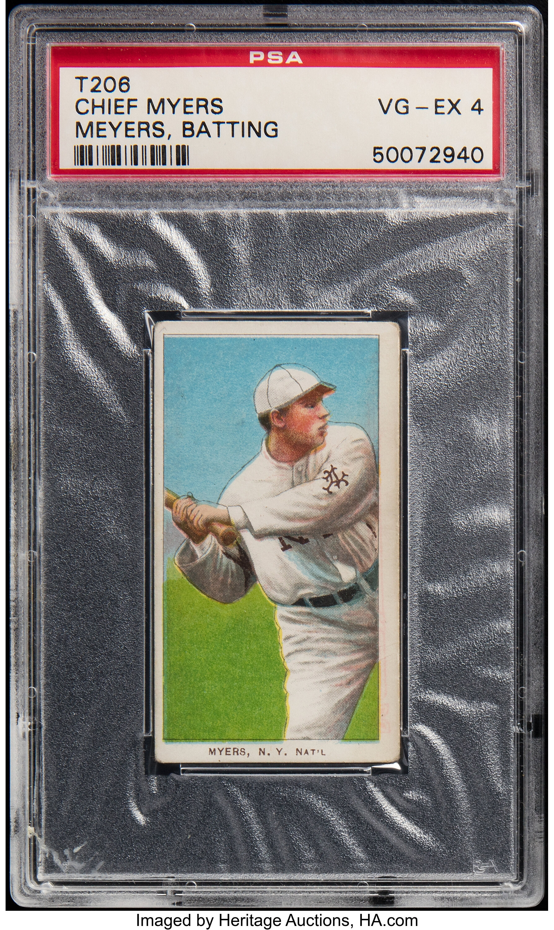 1909-11 T206 Sweet Caporal 350/25 Chief Meyers (Batting-sic Myers ...