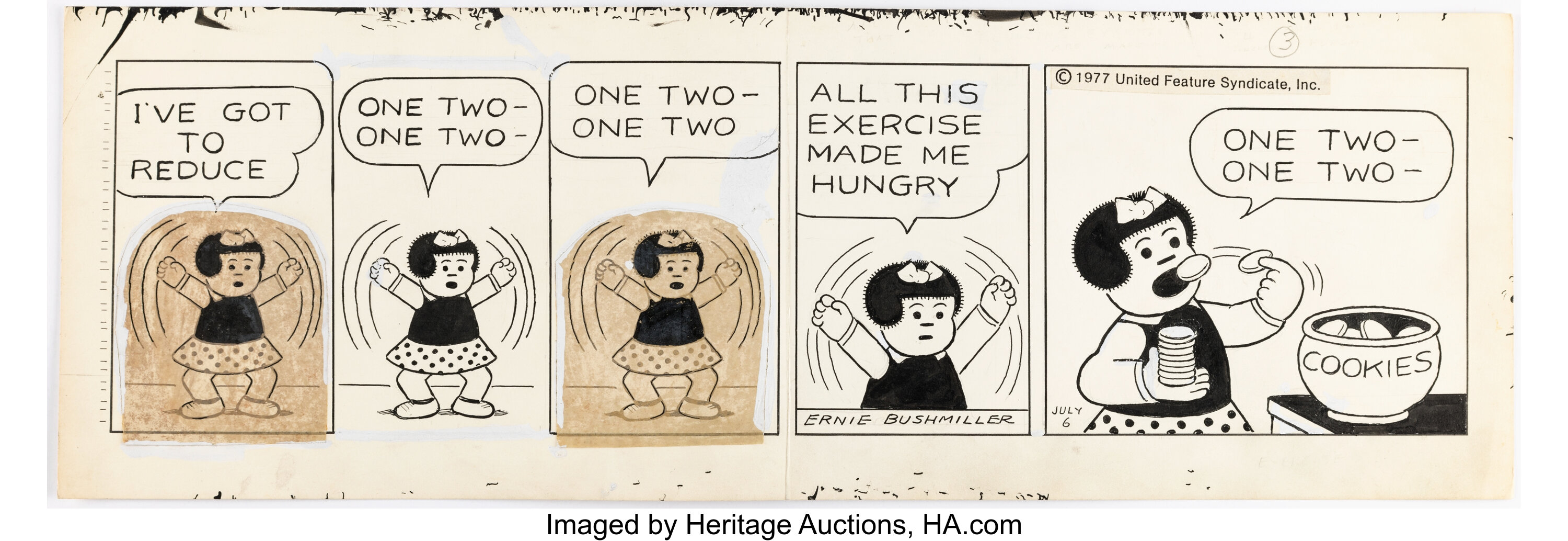 Ernie Bushmiller Nancy Daily Comic Strip Original Art Dated 7 6 77 Lot 48033 Heritage Auctions