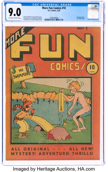 Platinum Age (1897-1937):Miscellaneous, More Fun Comics #10 (DC, 1936) CGC VF/NM 9.0 Off-white to white pages....