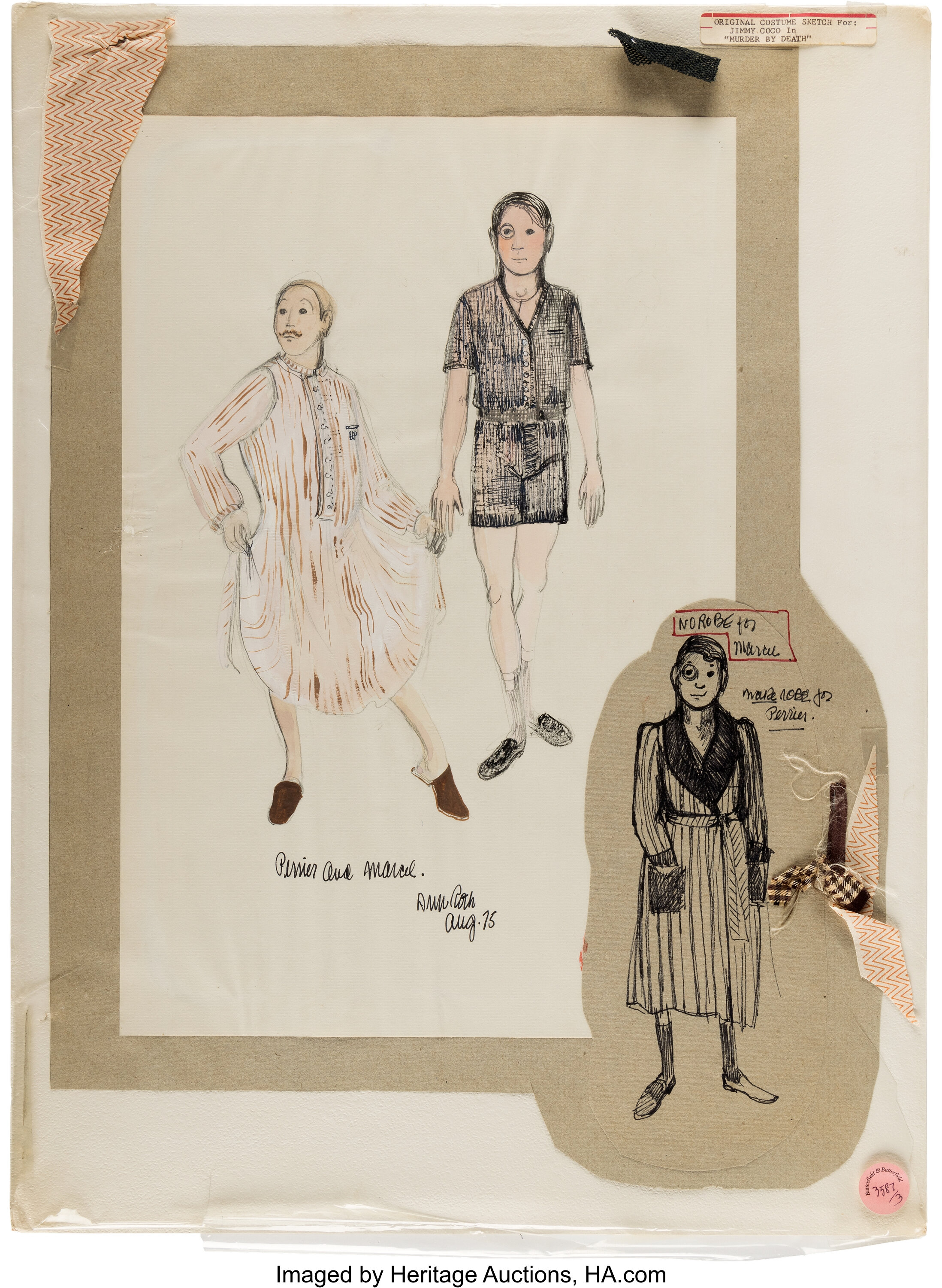 Ann Roth Collaged Sketches for James Cromwell and James Coco in | Lot ...