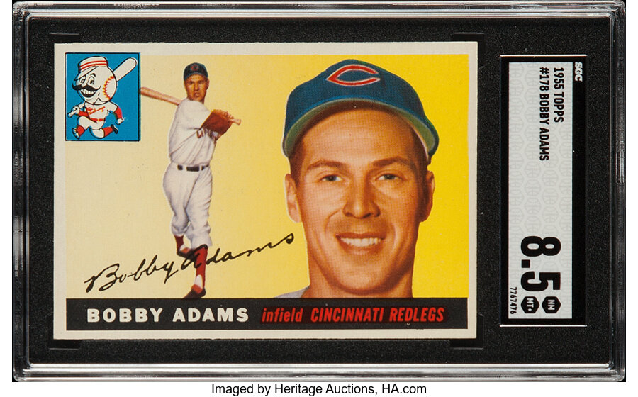 1955 Topps Bobby Adams #178 SGC NM/MT+ 8.5 - Pop Two, None Higher