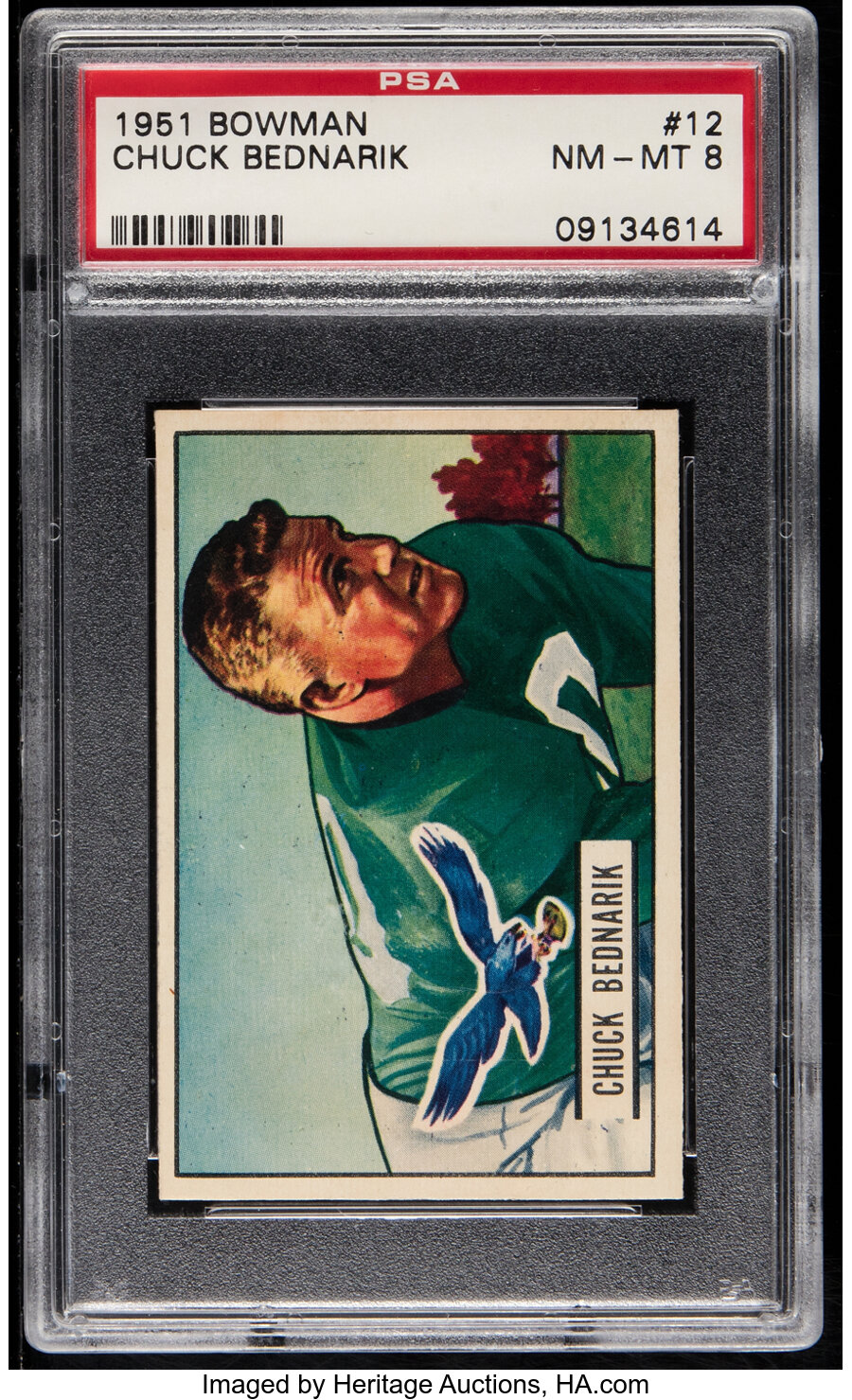 1951 Bowman Chuck Bednarik #12 PSA NM-MT 8