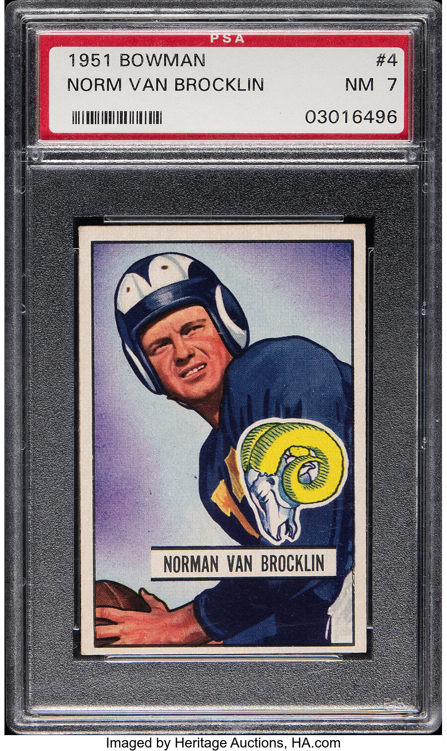 1951 Bowman Norm Van Brocklin Rookie #4 PSA NM 7