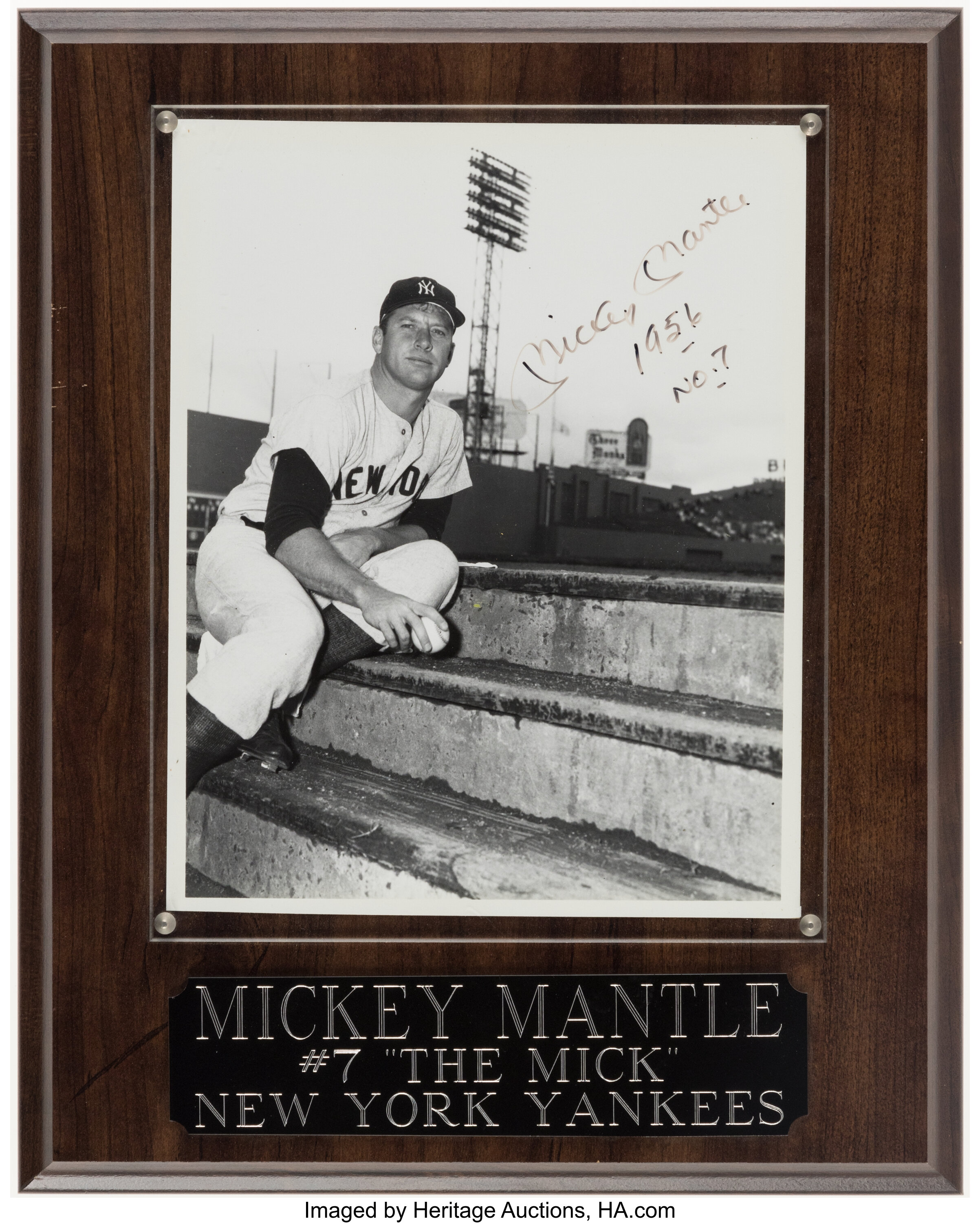 Mickey Mantle Signed Photograph Display Autographs Photos Lot