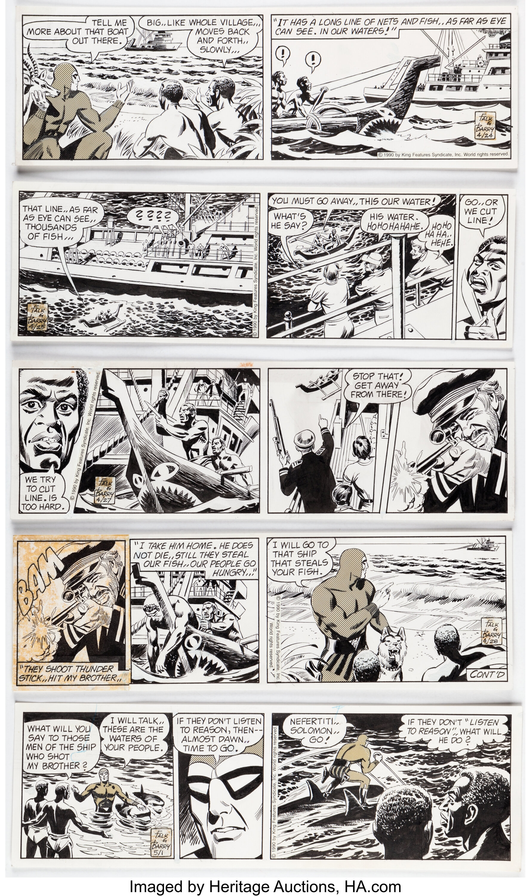 Sy Barry The Phantom Daily Comic Strip Original Art Group of 6 | Lot ...