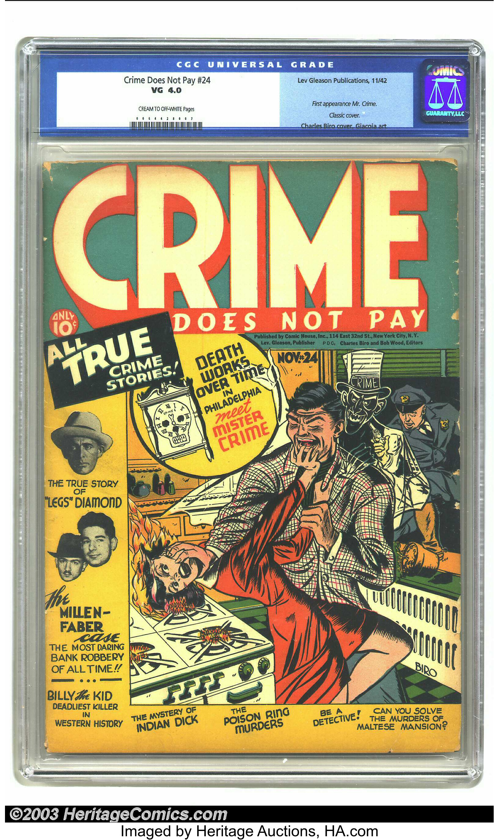Crime Does Not Pay 24 Lev Gleason 1942 Cgc Vg 4 0 Cream To Lot 15163 Heritage Auctions