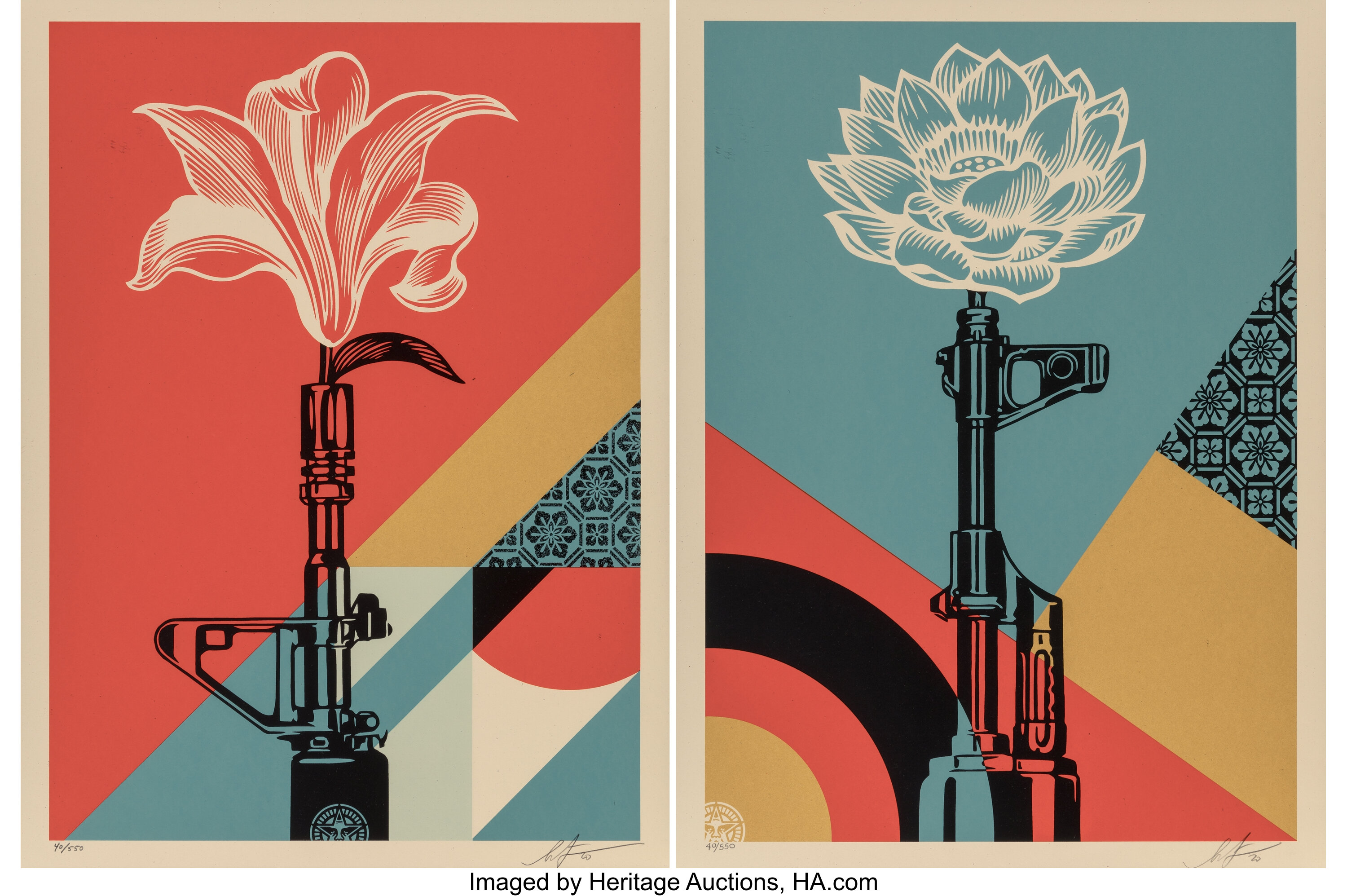 Shepard Fairey OBEY AR-15 Lily - Sérigraphie Signée 91x61 cm