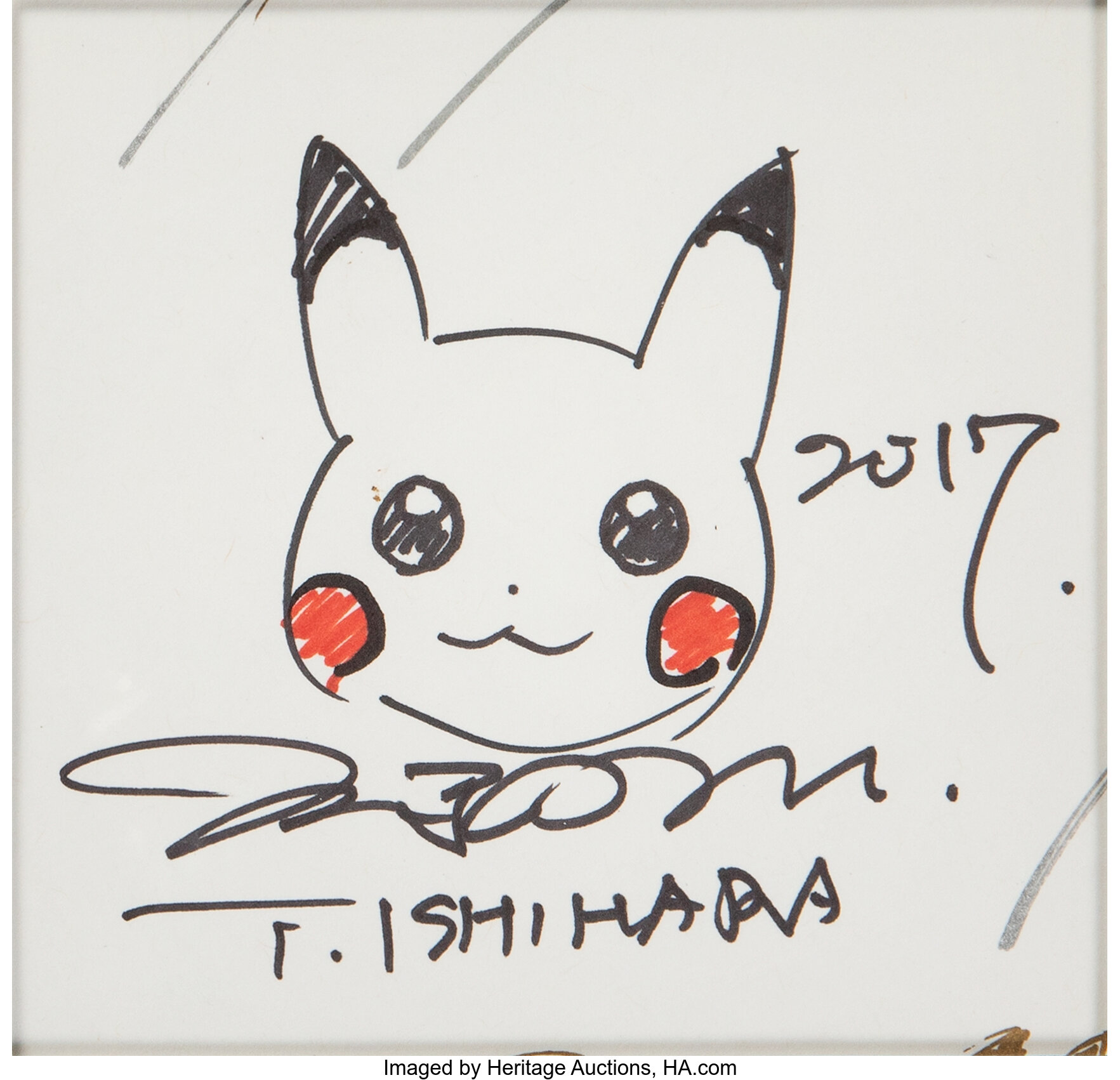 Tsunekazu Ishihara Pokémon Pikachu Original Art Sketch (2017) | Lot ...