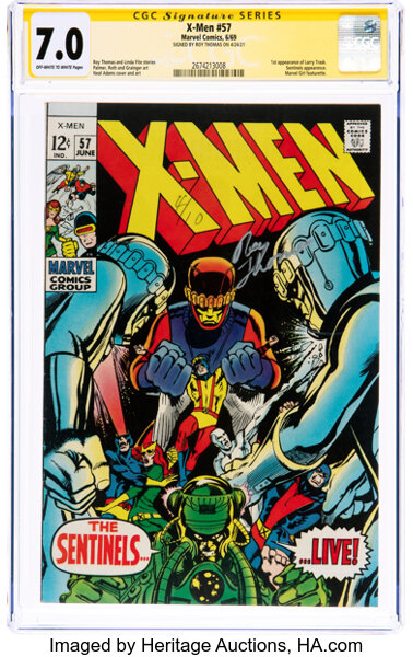 Silver Age (1956-1969):Superhero, X-Men #57 Signature Series: Roy Thomas (Marvel, 1969) CGC FN/VF 7.0 Off-white to white pages....