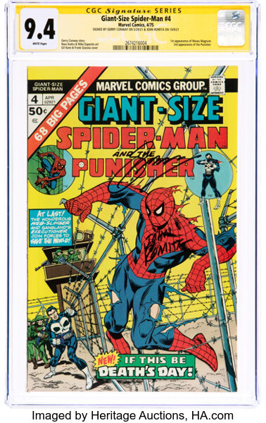 Bronze Age (1970-1979):Superhero, Giant-Size Spider-Man #4 Signature Series: Gerry Conway & John Romita (Marvel, 1975) CGC NM 9.4 White pages....