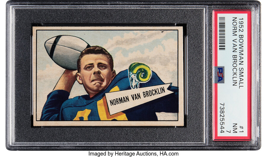 1952 Bowman Small Norm Van Brocklin #1 PSA NM 7