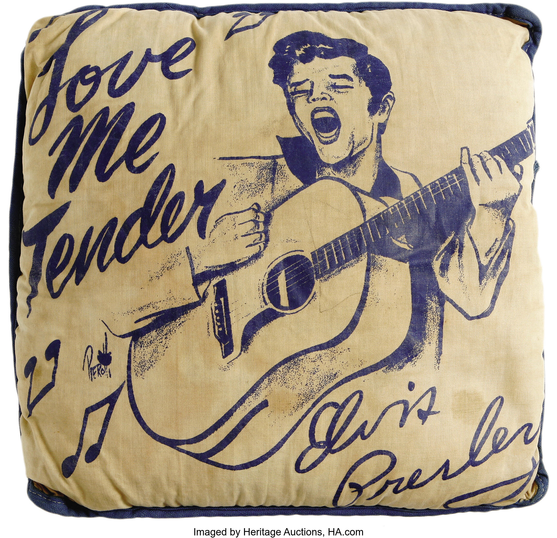 Elvis Presley Vintage Pillow (c. 1956). A rare vintage 10