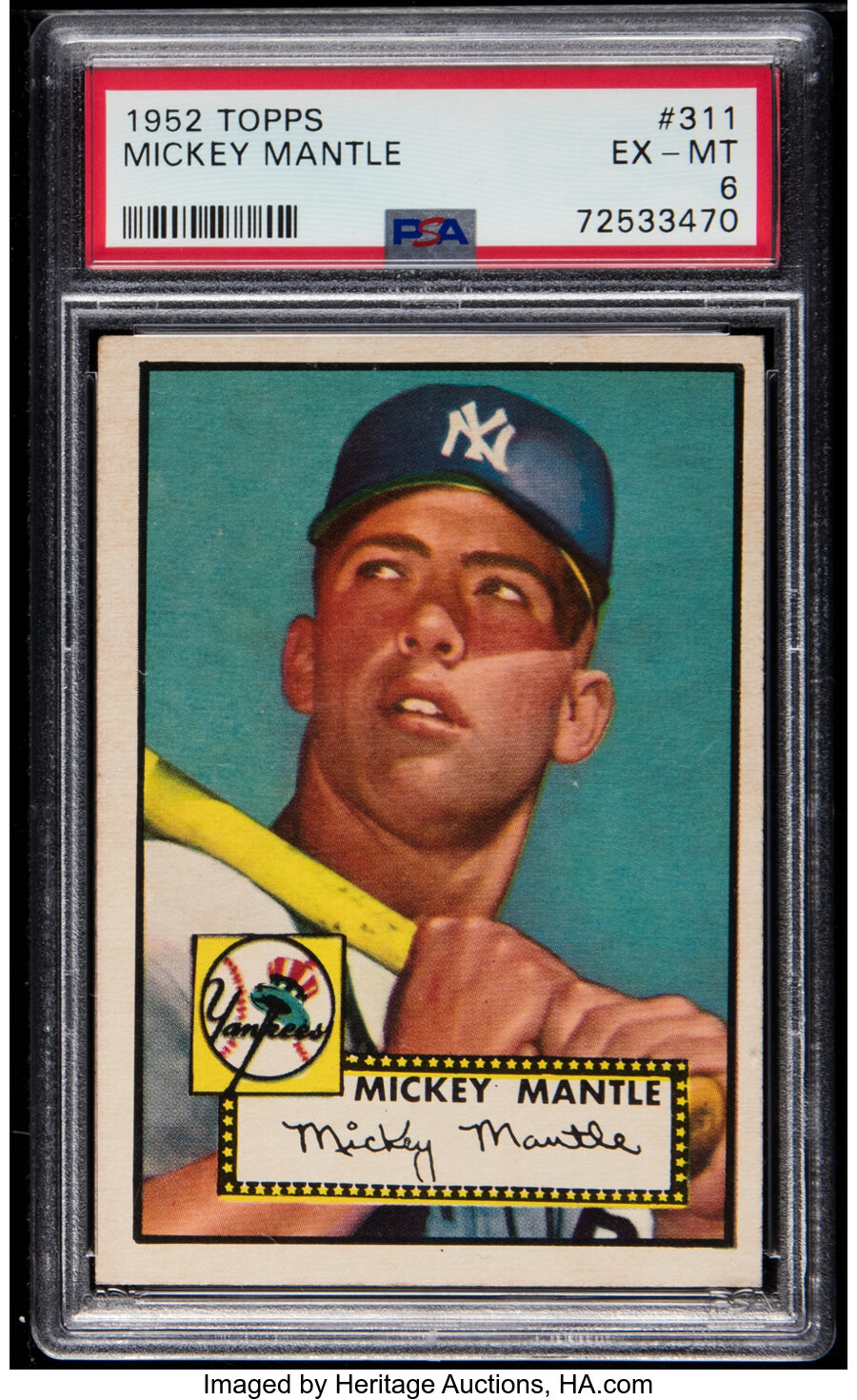 1952 Topps Mickey Mantle #311 PSA EX-MT 6--Consigned by Original Owner!