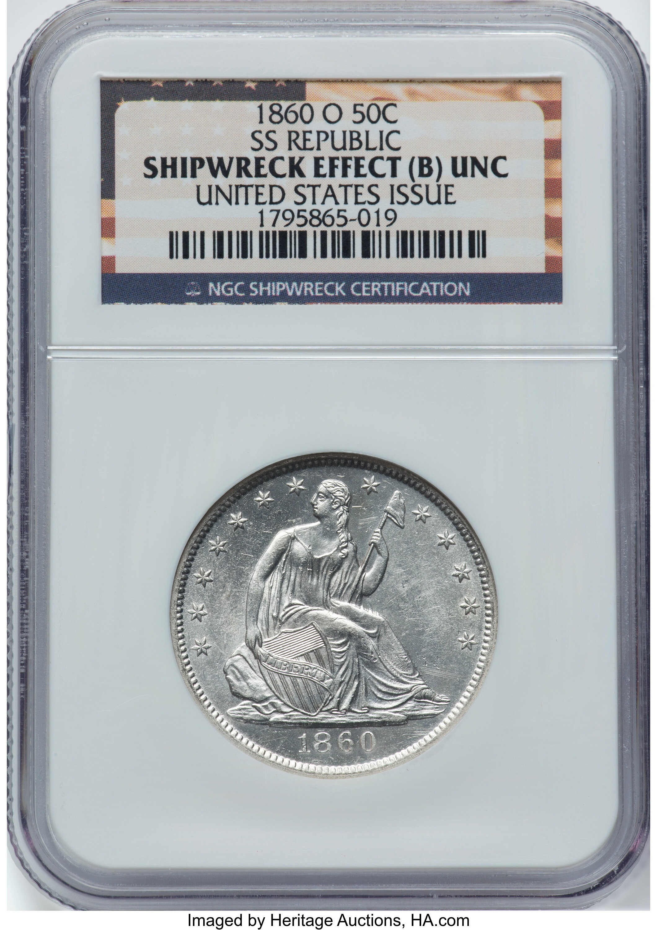 1860-O 50C SS Republic -- Shipwreck Effect (B) -- NGC. Unc. United ...