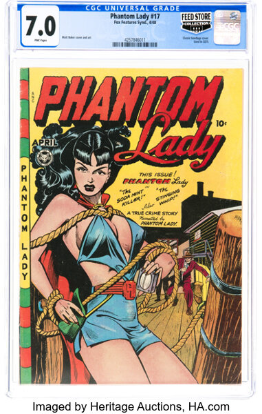 Golden Age (1938-1955):Superhero, Phantom Lady #17 (Fox, 1948) CGC FN/VF 7.0 Pink pages....