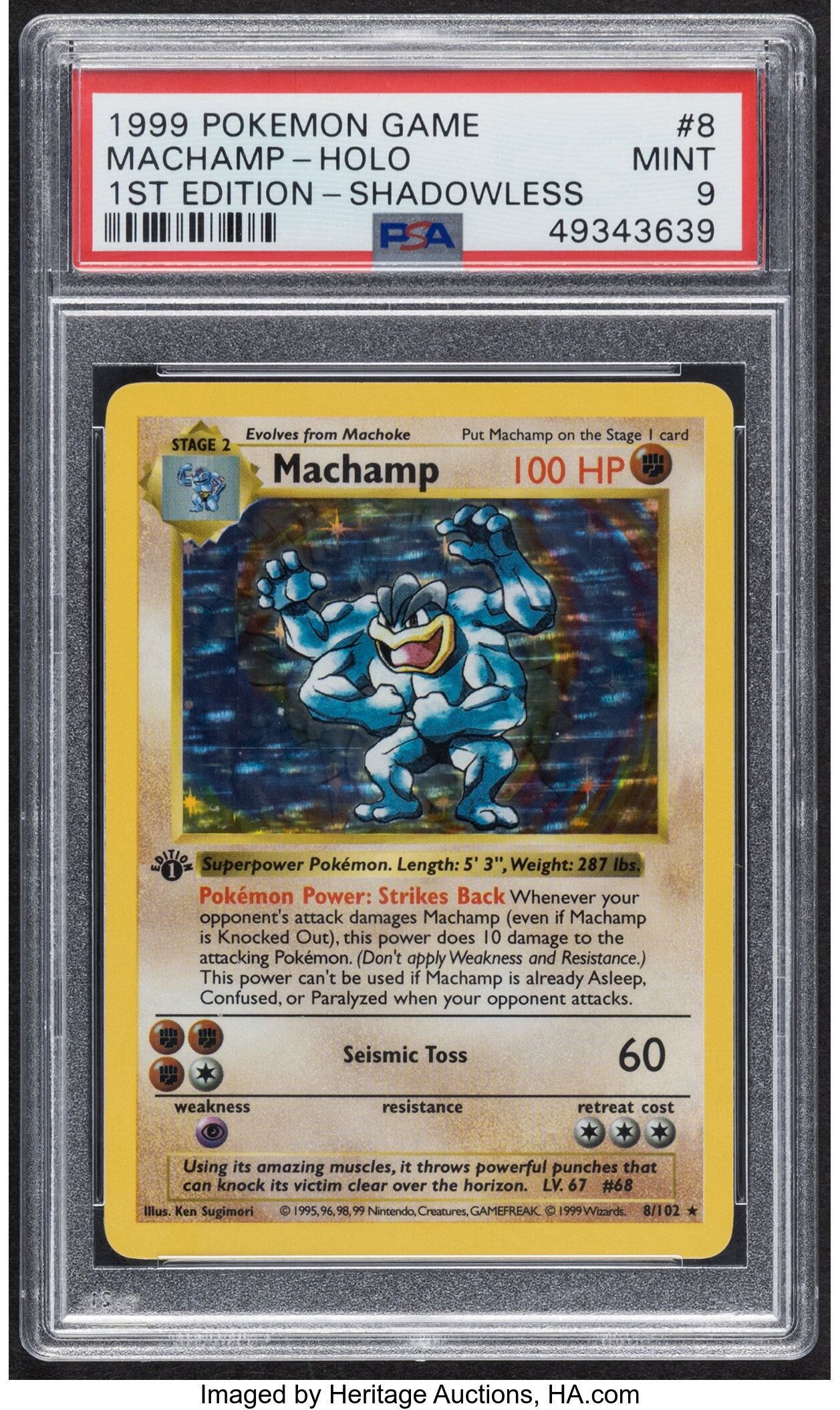 Pokémon Machamp 8 1st Edition Base Set PSA Trading Card Game Mint Lot 58035 Heritage Auctions