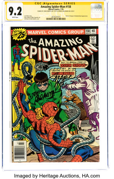 Bronze Age (1970-1979):Superhero, The Amazing Spider-Man #158 Signature Series: John Romita Sr. and Marv Wolfman (Marvel, 1976) CGC NM- 9.2 White pages.