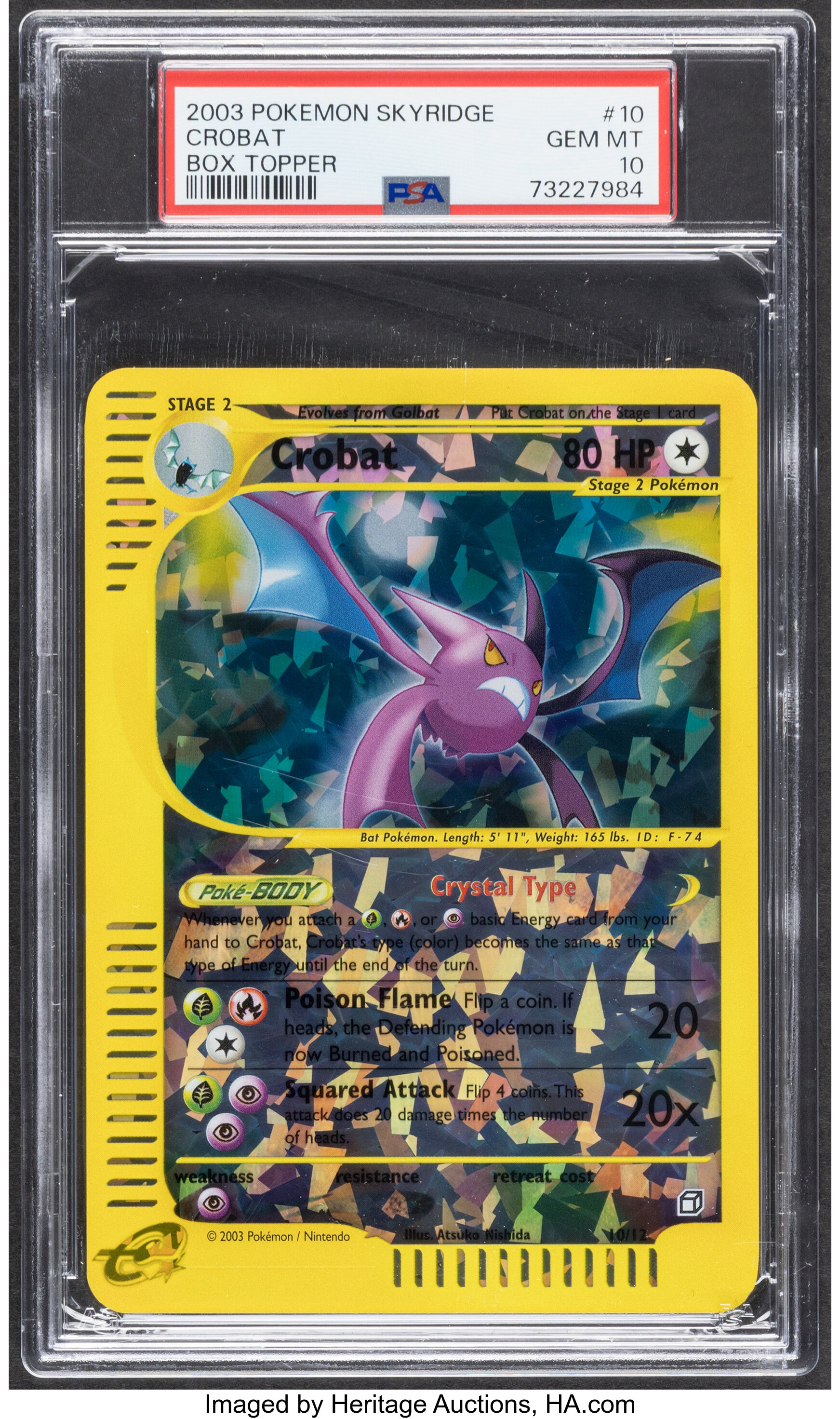 Pokémon Crobat #10 Skyridge Box Topper PSA Trading Card Game Gem | Lot ...