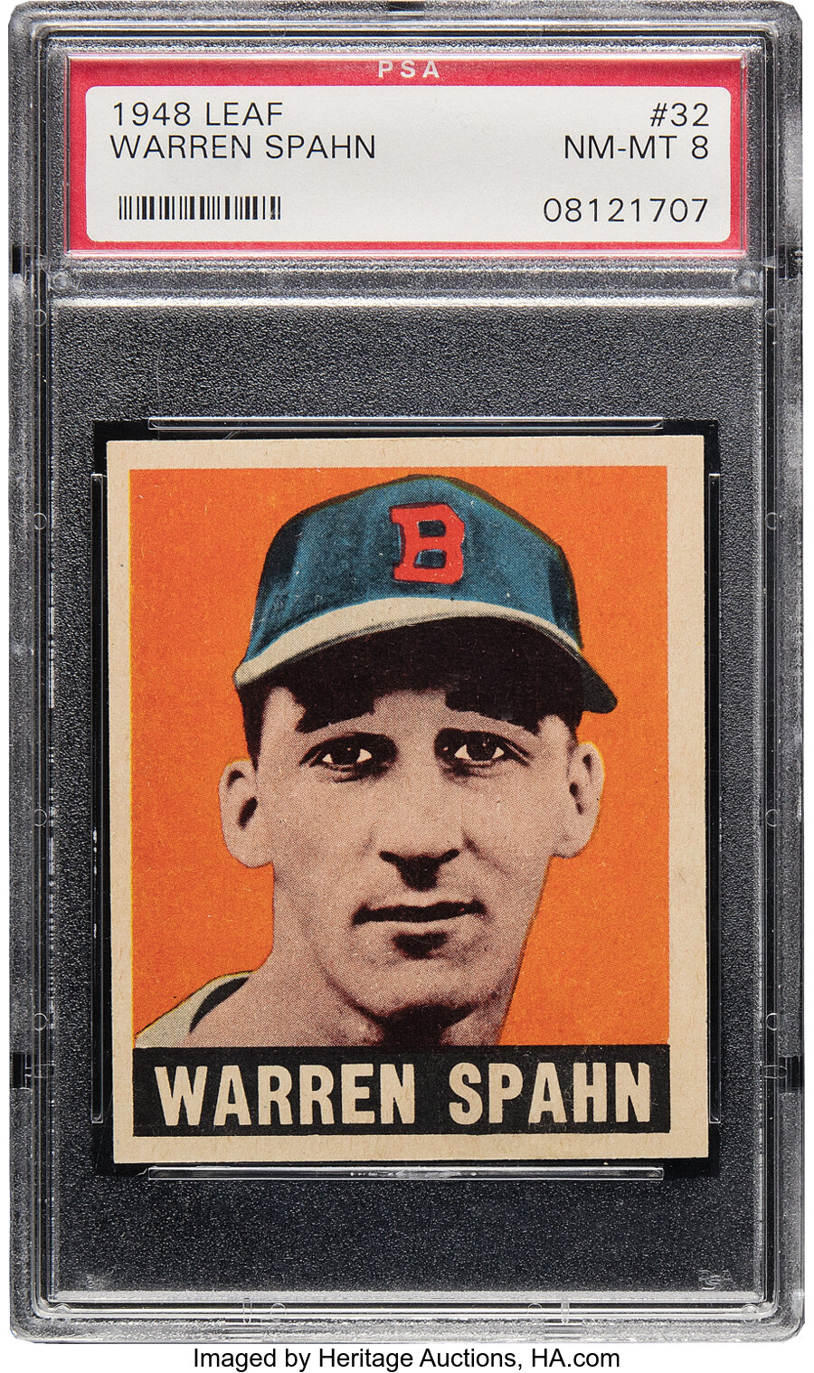 1948 Leaf Warren Spahn Rookie #32 PSA NM-MT 8