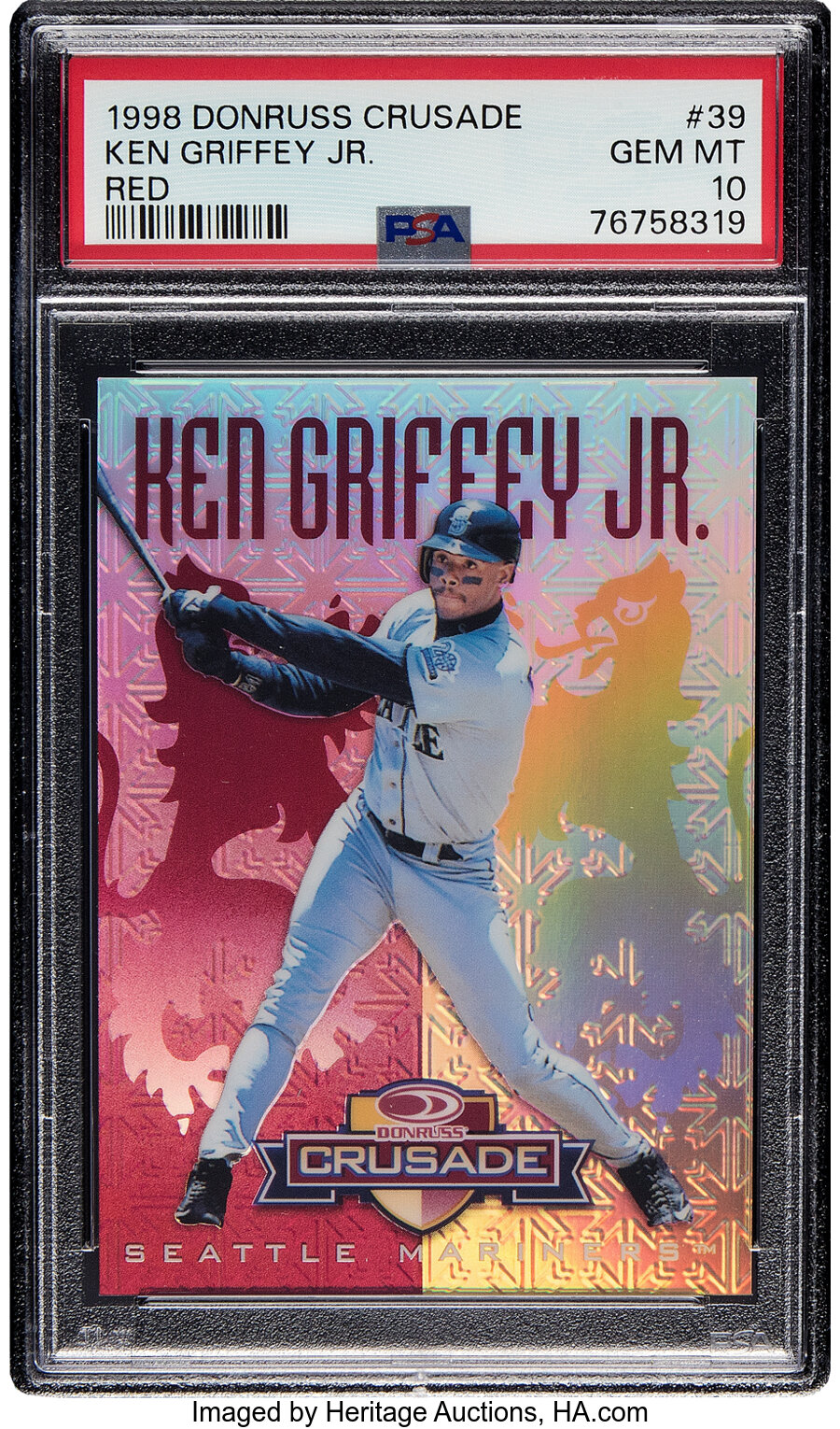 1998 Donruss Crusade Ken Griffey Jr. (Red) #39 PSA Gem Mint 10 - #'d 10/25 - Pop One!