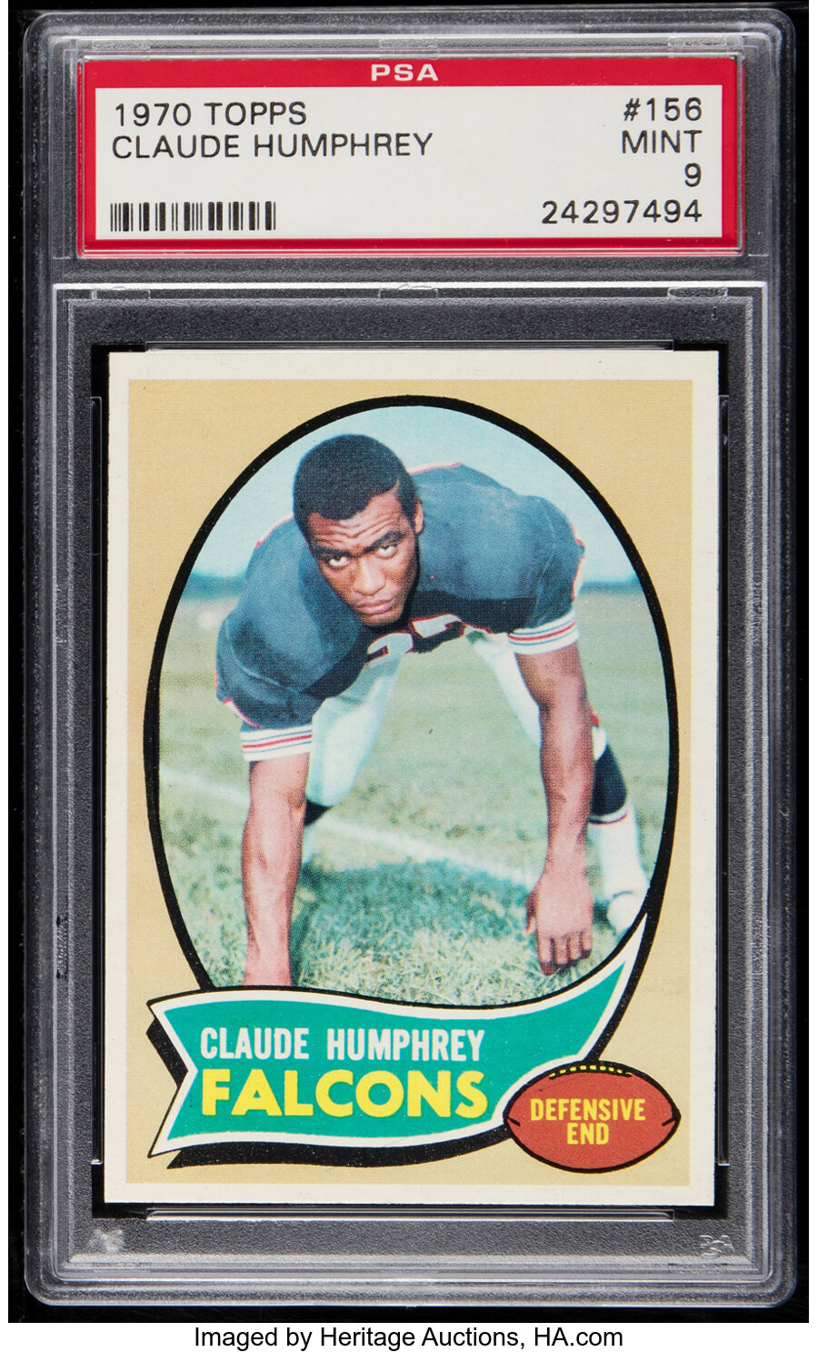 1970 Topps Claude Humphrey #156 PSA Mint 9