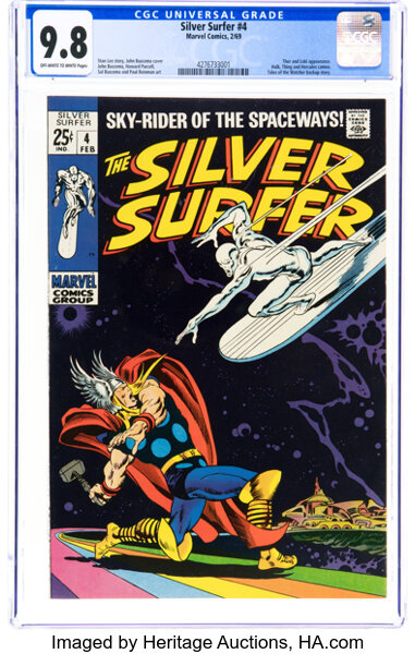 Silver Age (1956-1969):Superhero, The Silver Surfer #4 (Marvel, 1969) CGC NM/MT 9.8 Off-white to white pages....