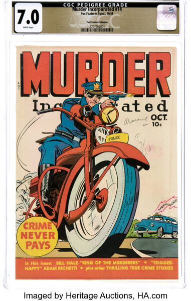 Golden Age (1938-1955):Crime, Murder Incorporated #14 The Promise Collection Pedigree (Fox Features Syndicate, 1949) CGC FN/VF 7.0 White pages....