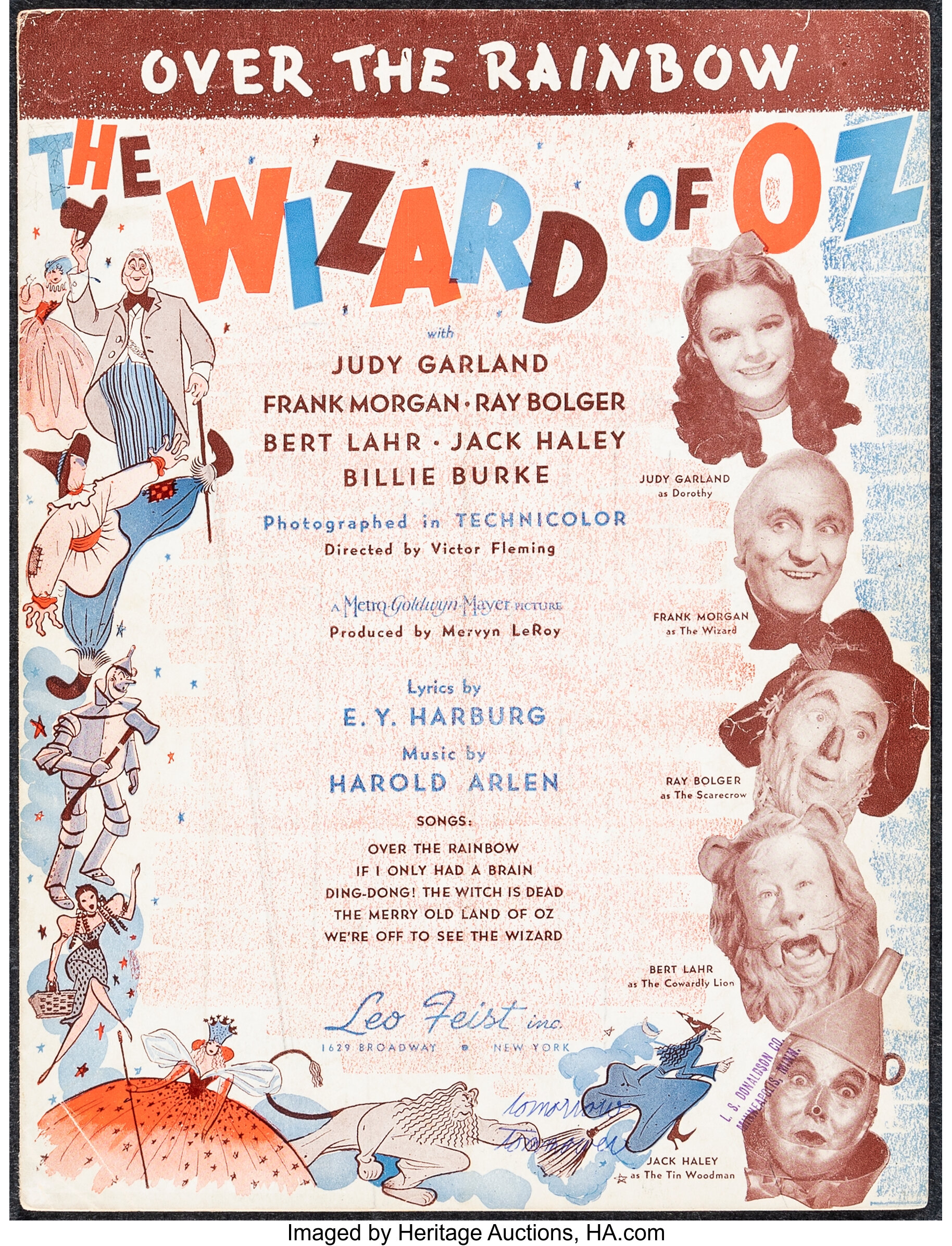 The Wizard Of Oz Mgm 1939 Very Fine Sheet Music 2 6 Pages