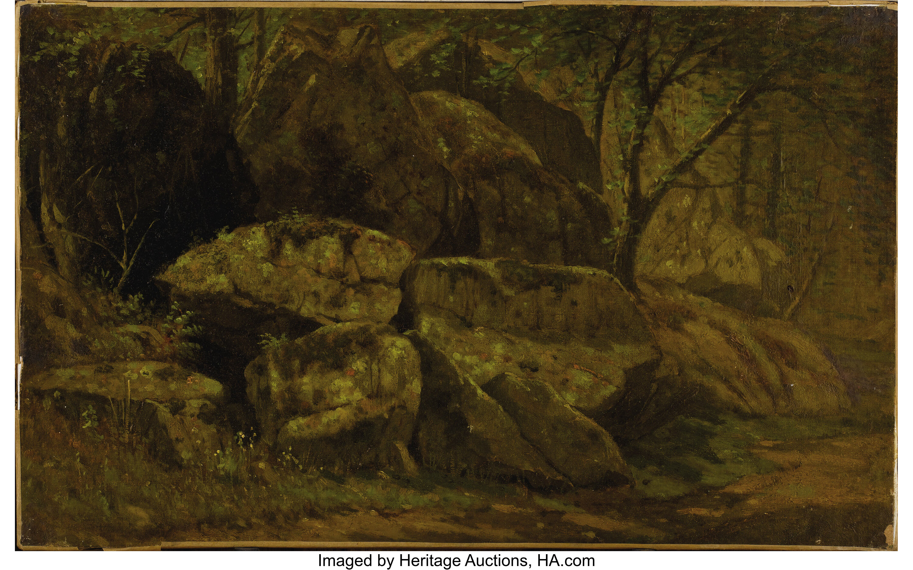 American School 19th Century Landscape With Rocks Oil On Lot Heritage Auctions