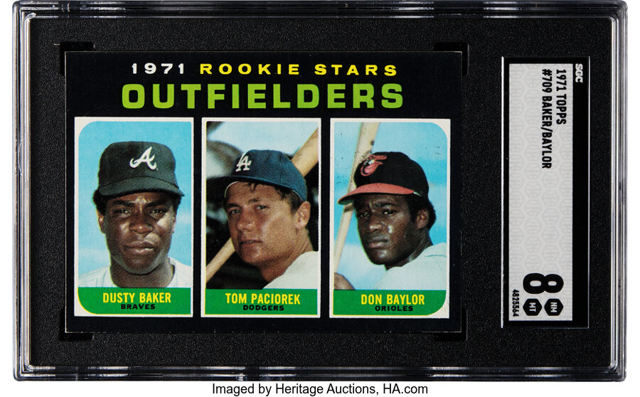 1971 Topps Rookie Stars Outfielders - Dusty Baker #709 SGC NM/MT 8