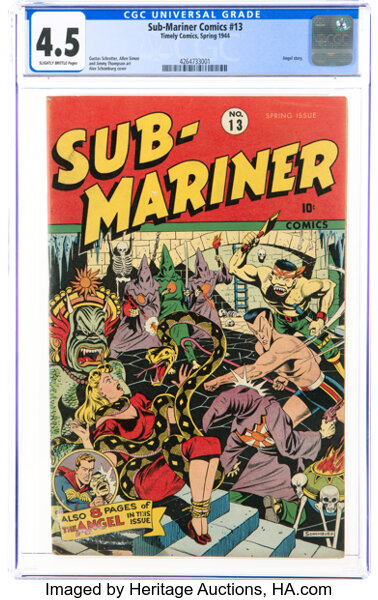 Golden Age (1938-1955):Superhero, Sub-Mariner Comics #13 (Timely, 1944) CGC VG+ 4.5 Slightly brittle pages....