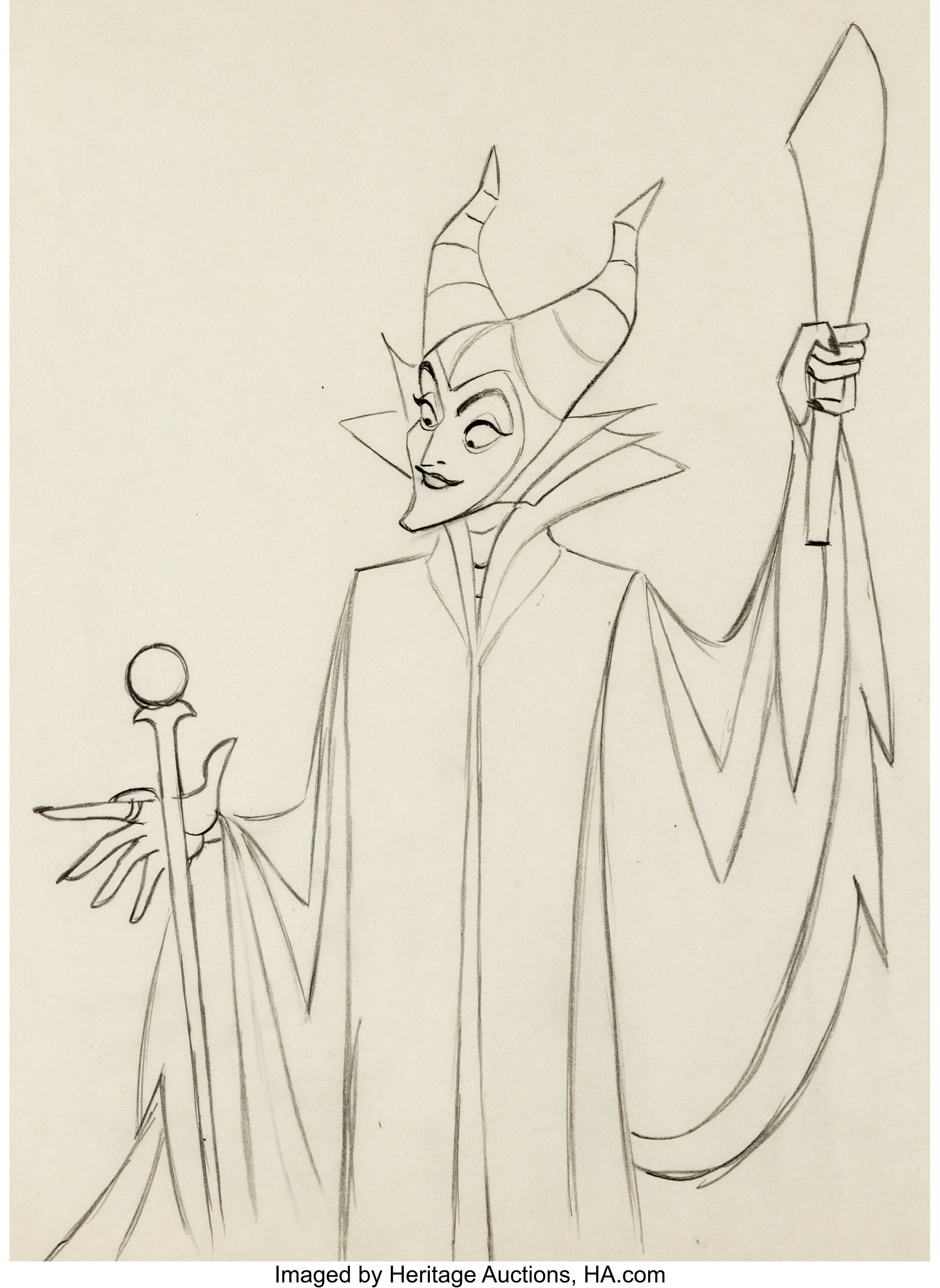 Sleeping Beauty Maleficent Animation Drawing (Walt Disney, 1959). | Lot ...