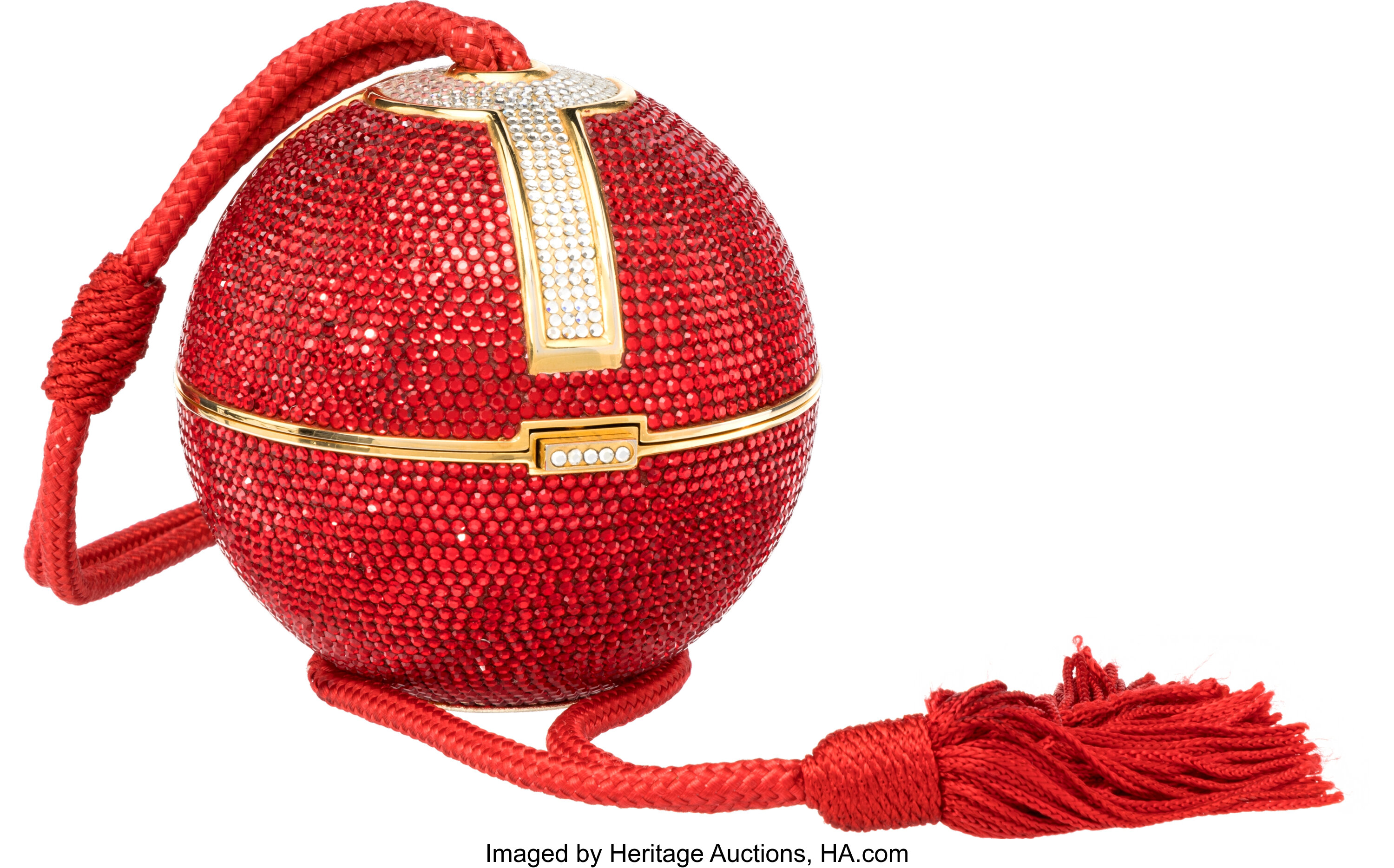 Judith Leiber Full Bead Red And Silver Crystal Sphere Minaudière Lot 58134 Heritage Auctions 9970