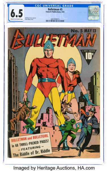 Golden Age (1938-1955):Superhero, Bulletman #5 (Fawcett Publications, 1942) CGC FN+ 6.5 Cream to off-white pages....