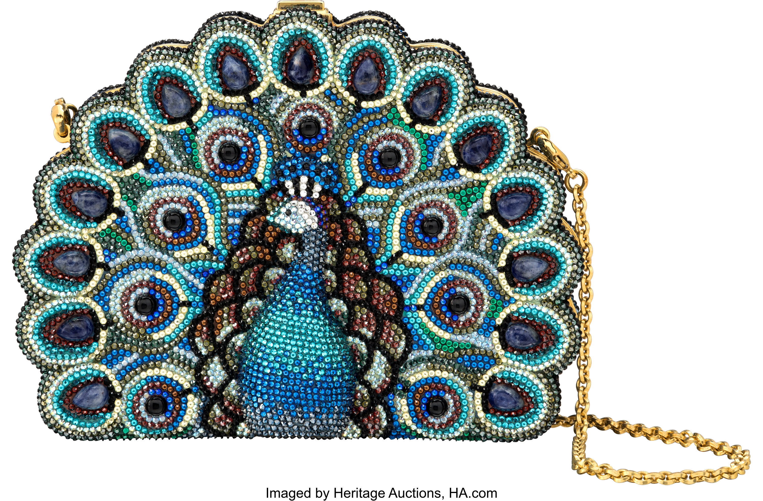 Judith Leiber Full Bead Blue And Green Crystal Peacock Peek A Boo Lot 11093 Heritage Auctions 8096