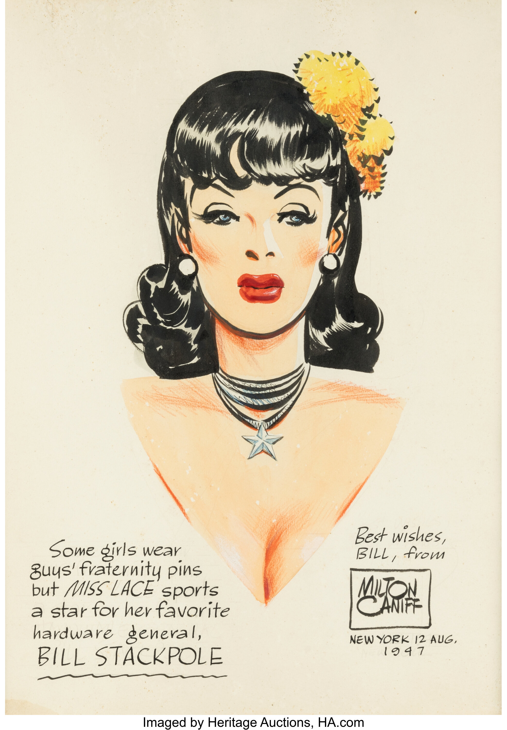 Milton Caniff Miss Lace/Male Call Painting Original Art (1947 ...