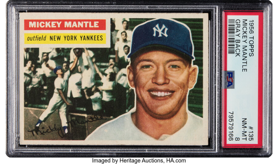 1956 Topps Mickey Mantle (Gray Back) #135 PSA NM-MT 8