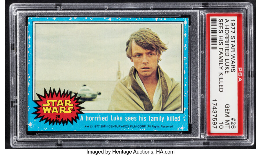 1977 Topps Star Wars "A horrified Luke sees his family killed" #26 PSA 10