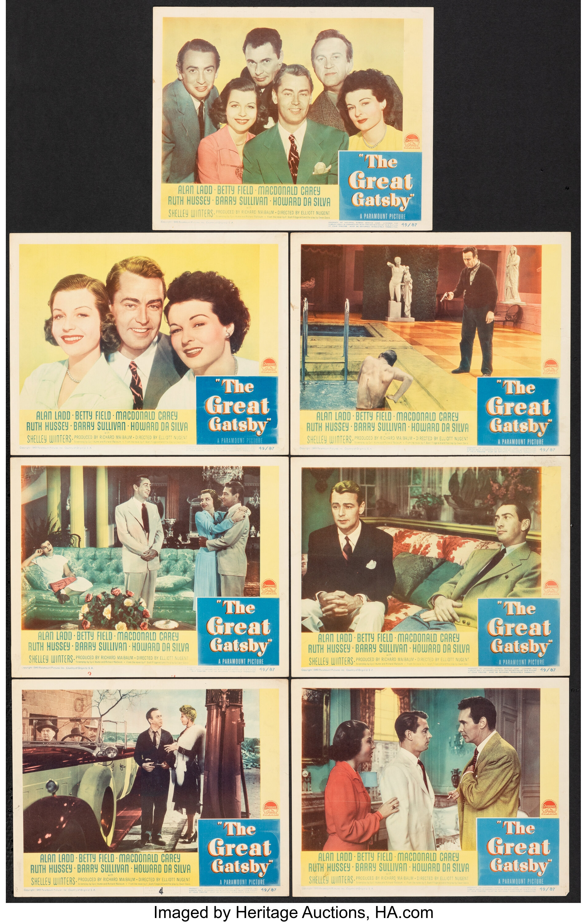 The Great Gatsby (Paramount, 1949). Very Fine-. Lobby Cards (7) | Lot ...