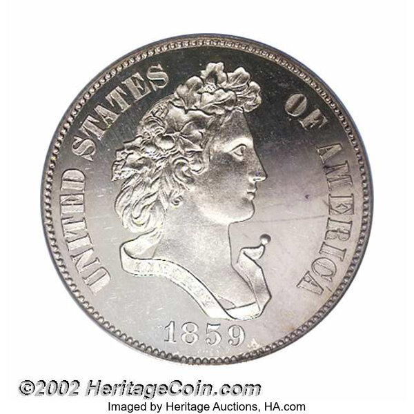 1859 P50c Half Dollar Judd 239 Pollock 295 R 5 Pr63 Patterns Lot 6547 Heritage Auctions