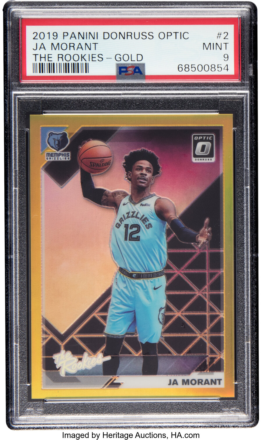 2019 Panini Donruss Optic Ja Morant (The Rookies-Gold) #2 PSA Mint 9 - #'d 3/10