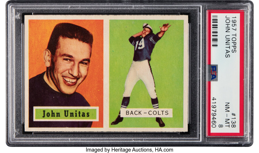 1957 Topps Johnny Unitas Rookie #138 PSA NM-MT 8