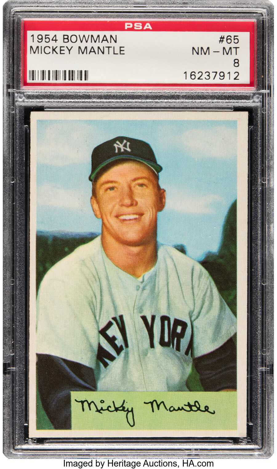 1954 Bowman Mickey Mantle #65 PSA NM-MT 8