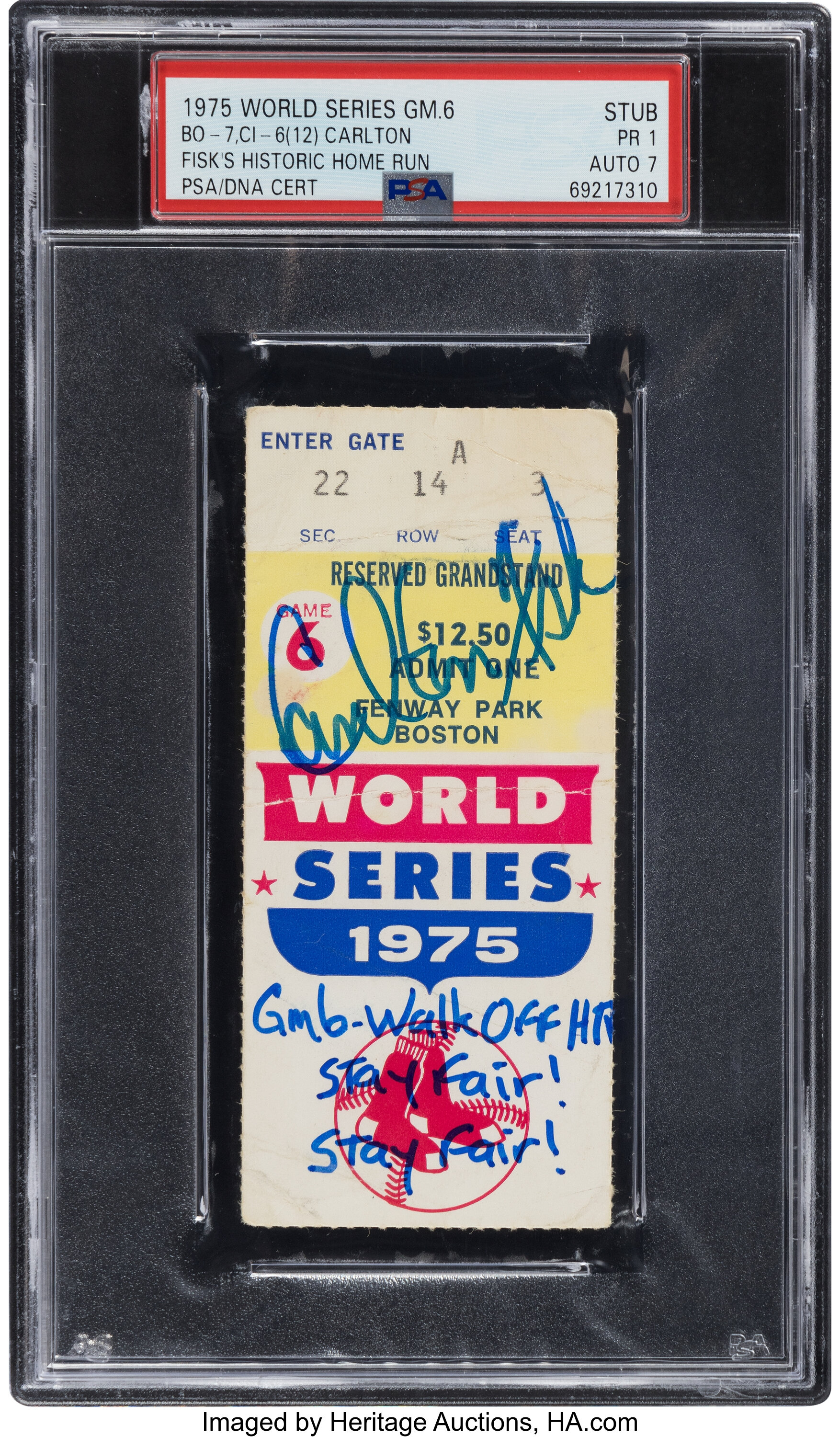 1975 World Series Game 6 Ticket Stub from Carlton Fisk's Historic | Lot ...