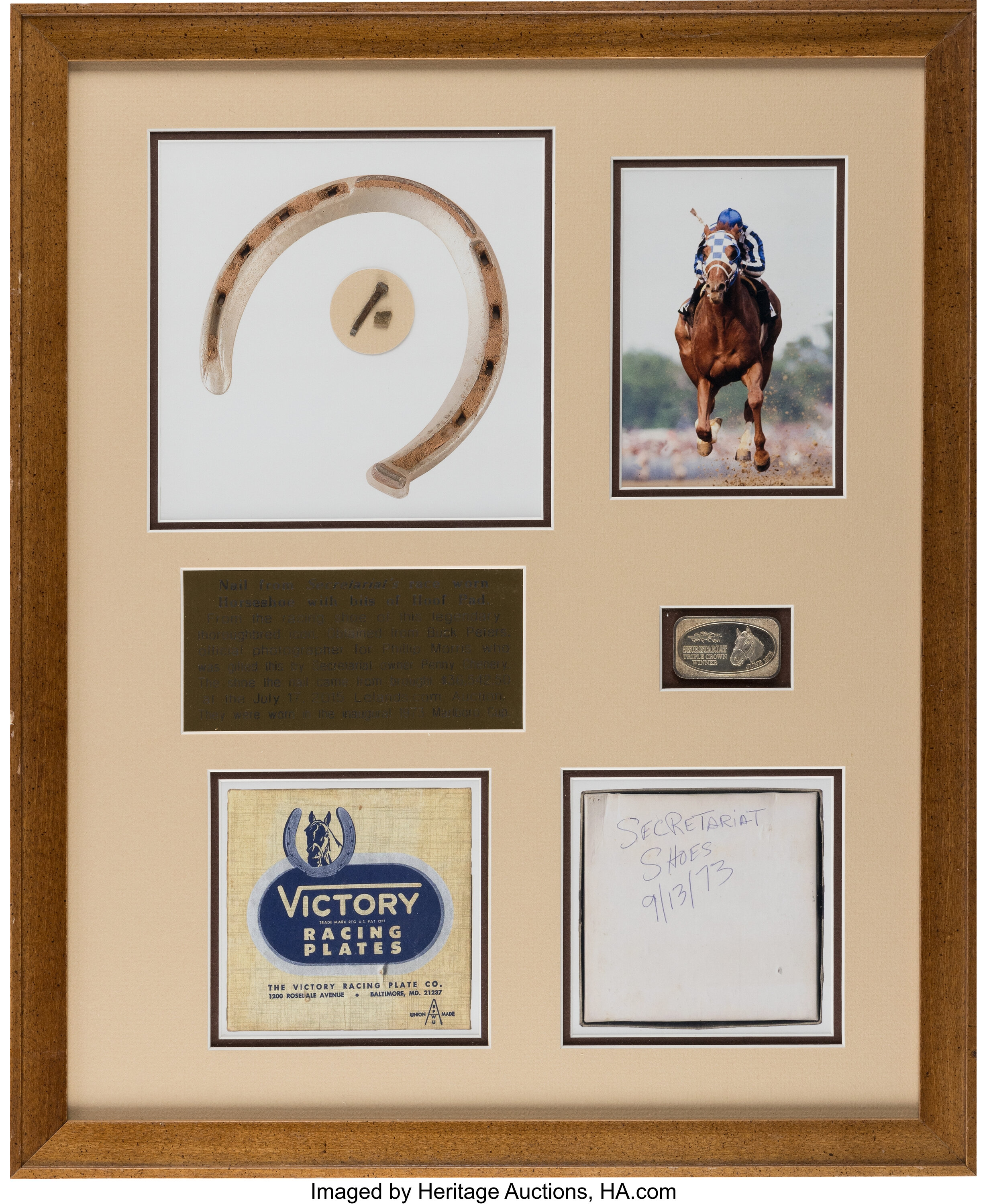 1973 Secretariat Race Worn Marlboro Cup Horseshoe Nail with | Lot ...