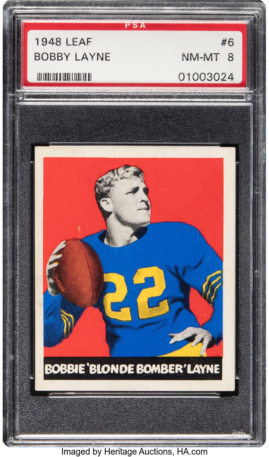 1948 Leaf Bobby Layne Rookie #6 PSA NM-MT 8