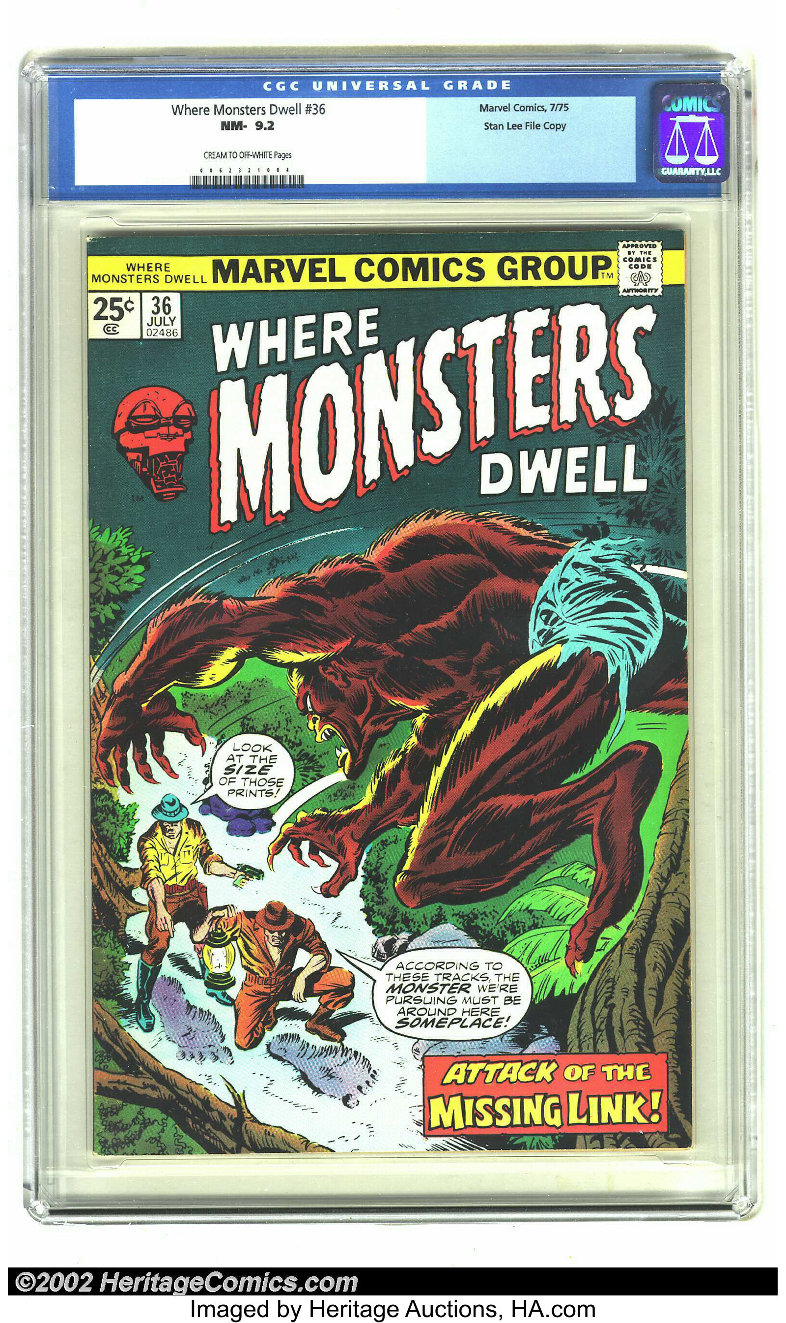 Where Monsters Dwell 36 Stan Lee File Copy Marvel 1975 Cgc Nm Lot 5257 Heritage Auctions